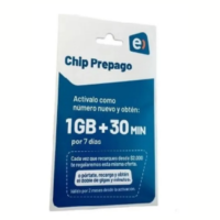 Chip prepago entel 1Gb + 30 minutos