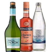 Espumante Baron Lacroix brut + Ramazzotti +agua mineral 1.5 lt.