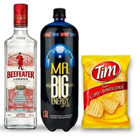 Promo Gin Beefeter + Mr. Big Energy 1.5 lt. + papas Tim 150 gr.