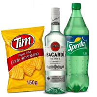 Promo Ron Bacardi blanco 750 ml. +Sprite 1.5 lt. +papas Tim 150 gr.